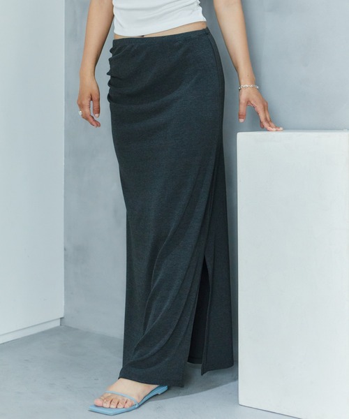 LIENCOEUR（リアンクール）の「サイドギャザータイトスカート（スカート・レディース・ダークグレー/グレー・FREE）」の8枚目の写真