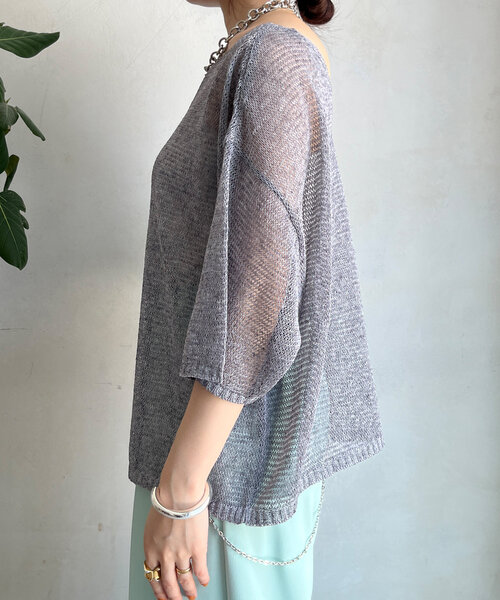 DouDou（ドゥドゥ）の「メランジ5分袖プルオーバー（ニット/セーター・レディース・ブラック/ベージュ/ライトグレー・FREE）」の9枚目の写真