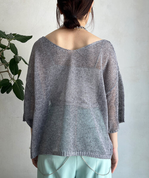 DouDou（ドゥドゥ）の「メランジ5分袖プルオーバー（ニット/セーター・レディース・ブラック/ベージュ/ライトグレー・FREE）」の10枚目の写真