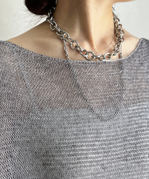 DouDou（ドゥドゥ）の「メランジ5分袖プルオーバー（ニット/セーター・レディース・ブラック/ベージュ/ライトグレー・FREE）」の11枚目の写真