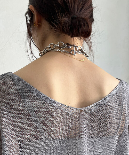 DouDou（ドゥドゥ）の「メランジ5分袖プルオーバー（ニット/セーター・レディース・ブラック/ベージュ/ライトグレー・FREE）」の12枚目の写真