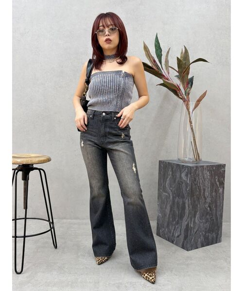 EVRIS（エヴリス）の「ヴィンテージライクダメージフレアデニムパンツ（デニムパンツ・レディース・インディゴブルー/ブラック・SMALL/MEDIUM）」の22枚目の写真