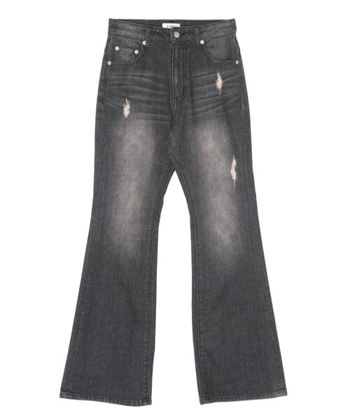 EVRIS（エヴリス）の「ヴィンテージライクダメージフレアデニムパンツ（デニムパンツ・レディース・インディゴブルー/ブラック・SMALL/MEDIUM）」の4枚目の写真