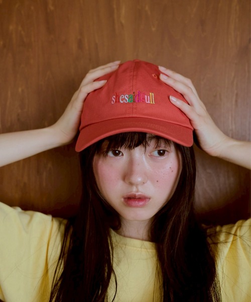 common gull products.（コモンガルプロダクツ）の「shesaidthat×common gull products. こんにちは、コーヒーでもどうですか？” cap ”（キャップ・レディース・ピンク系/ネイビー・フリー）」の4枚目の写真