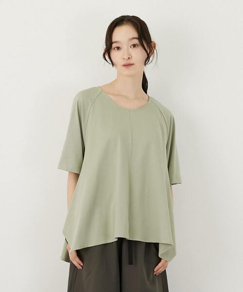 LOGEMENT DE CLAIRE（ロジュモンドクレール）の「【LOURMARIN】フレアーヘムTシャツ（Tシャツ/カットソー・レディース・グリーン/スミクロ/オフホワイト・FREE）」の3枚目の写真