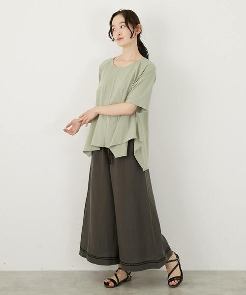 LOGEMENT DE CLAIRE（ロジュモンドクレール）の「【LOURMARIN】フレアーヘムTシャツ（Tシャツ/カットソー・レディース・グリーン/スミクロ/オフホワイト・FREE）」の7枚目の写真
