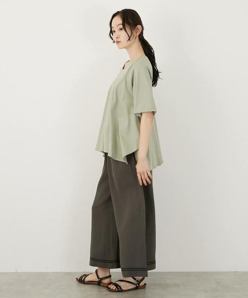 LOGEMENT DE CLAIRE（ロジュモンドクレール）の「【LOURMARIN】フレアーヘムTシャツ（Tシャツ/カットソー・レディース・グリーン/スミクロ/オフホワイト・FREE）」の8枚目の写真
