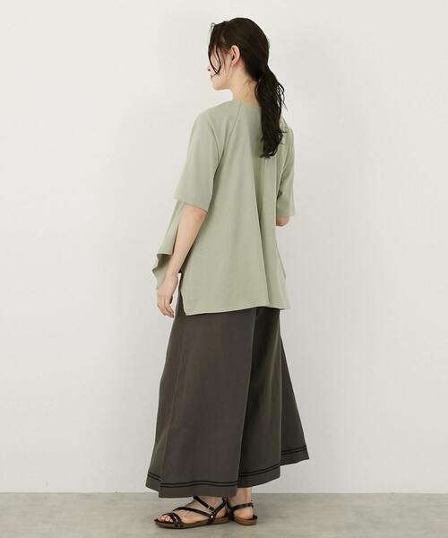 LOGEMENT DE CLAIRE（ロジュモンドクレール）の「【LOURMARIN】フレアーヘムTシャツ（Tシャツ/カットソー・レディース・グリーン/スミクロ/オフホワイト・FREE）」の9枚目の写真