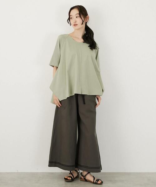 LOGEMENT DE CLAIRE（ロジュモンドクレール）の「【LOURMARIN】フレアーヘムTシャツ（Tシャツ/カットソー・レディース・グリーン/スミクロ/オフホワイト・FREE）」の15枚目の写真