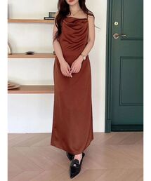 サテンキャミナローワンピース