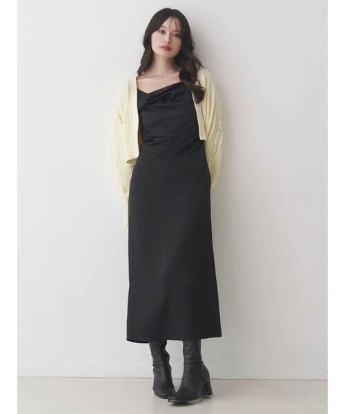 MERCURYDUO(マーキュリーデュオ)の「サテンキャミナローワンピース(ワンピース・レディース・ダークブラウン/ブラック/ミント/ベビーピンク・SMALL/MEDIUM)」の10枚目の写真