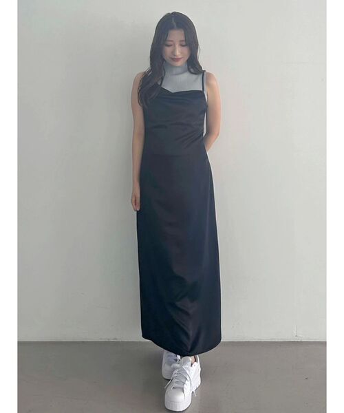 MERCURYDUO（マーキュリーデュオ）の「サテンキャミナローワンピース（ワンピース・レディース・ダークブラウン/ブラック/ミント/ベビーピンク・SMALL/MEDIUM）」の17枚目の写真
