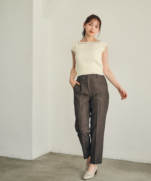 12Twelve Agenda（トゥエルブ　アジェンダ）の「前後2way袖透かし編み配色ニットプルオーバー（ニット/セーター・レディース・ブラック/アイボリー/オフホワイト/ネイビー/グリーン/ピンク・M）」の16枚目の写真