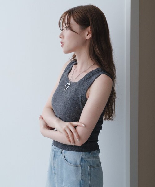 nowos ニットタンクトップ グレー nowos ニットタンクトップ グレー