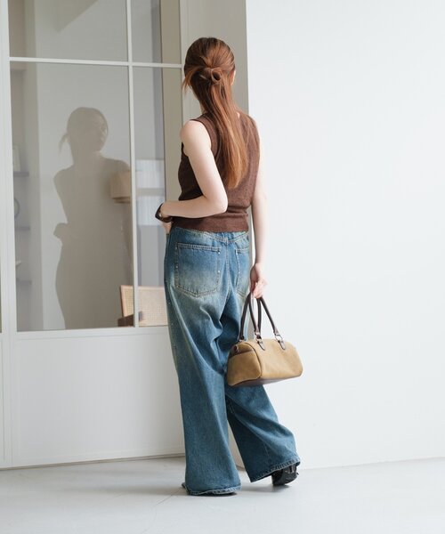 Kastane(カスタネ)の「【新色追加/4色展開/前後2WAY】ブークレニットタンク(タンクトップ・レディース・チャコールグレー/サックスブルー/アイボリー/ブラウン・FREE)」の13枚目の写真