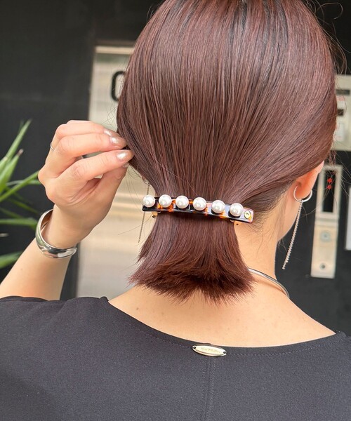 NOLLEY’S（ノーリーズ）の「パールバレッタ（バレッタ/ヘアクリップ・レディース・ブラウン系その他/ブラック/オフホワイト・FREE）」の3枚目の写真