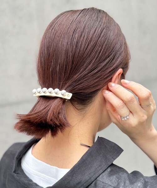 NOLLEY’S（ノーリーズ）の「パールバレッタ（バレッタ/ヘアクリップ・レディース・ブラウン系その他/ブラック/オフホワイト・FREE）」の6枚目の写真