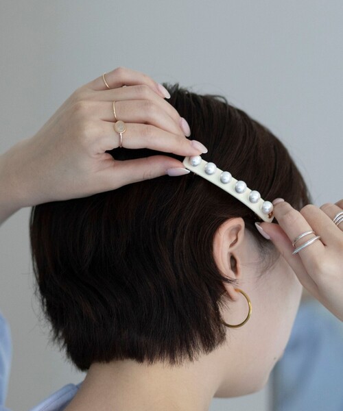NOLLEY’S（ノーリーズ）の「パールバレッタ（バレッタ/ヘアクリップ・レディース・ブラウン系その他/ブラック/オフホワイト・FREE）」の9枚目の写真