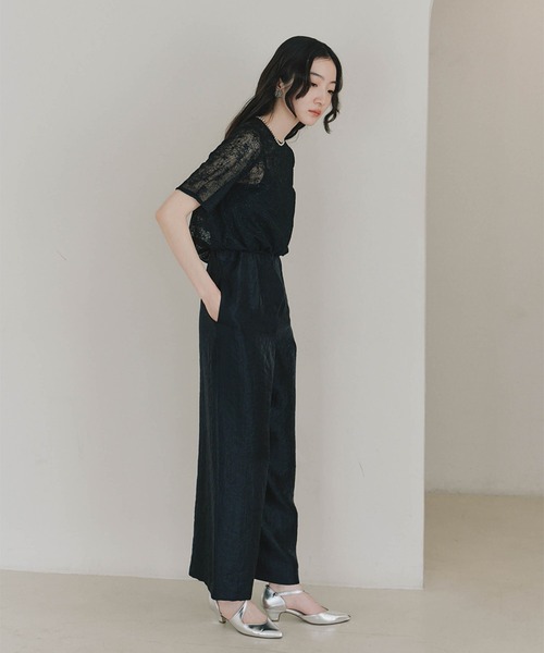 kaene（カエン）の「バルーンデザインミックスパンツドレス（つなぎ/オールインワン・レディース・ベージュ/ブラック・M/S）」の3枚目の写真