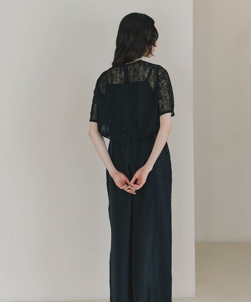 kaene（カエン）の「バルーンデザインミックスパンツドレス（つなぎ/オールインワン・レディース・ベージュ/ブラック・M/S）」の4枚目の写真