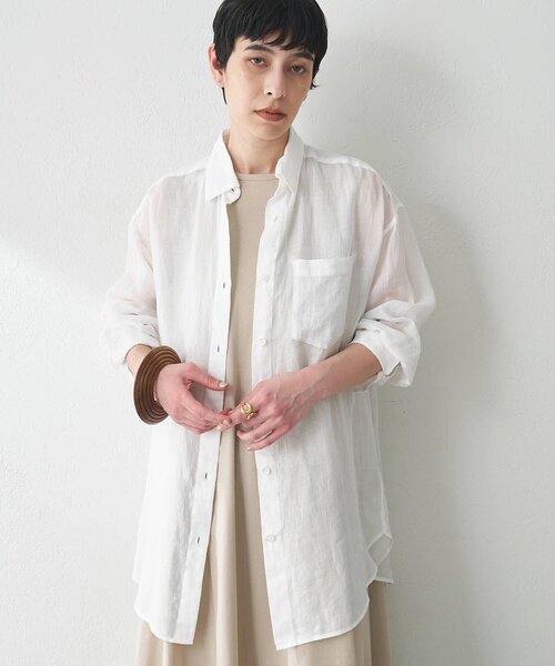Whim Gazette VERY掲載　リネンシャツ　ラミースタンドカラーシャツ セール】ラミースタンドカラーシャツ（シャツ/ブラウス）｜Whim