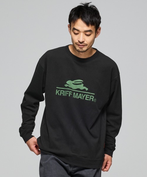 KRIFF MAYER（クリフメイヤー）の「【ストレッチ】もちのびロゴロンT（Tシャツ/カットソー・メンズ・グレー/ダークブルー/レッド/ダークブラウン/ナチュラル/ブラック/カラフル・LARGE/MEDIUM/X-LARGE）」の2枚目の写真