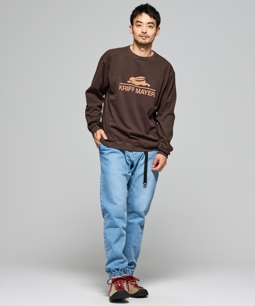 KRIFF MAYER（クリフメイヤー）の「【ストレッチ】もちのびロゴロンT（Tシャツ/カットソー・メンズ・グレー/ダークブルー/レッド/ダークブラウン/ナチュラル/ブラック/カラフル・LARGE/MEDIUM/X-LARGE）」の9枚目の写真