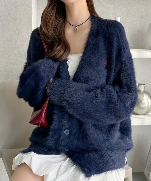 セール】【U.S. POLO ASSN.】フェザーニット Vネック カーディガン