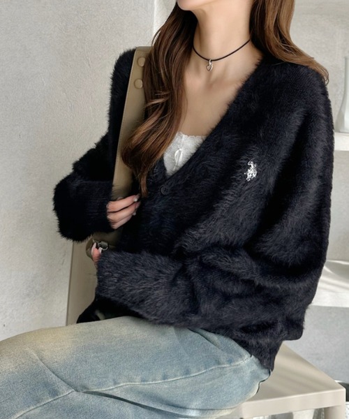 U.S. POLO ASSN.(ユーエスポロアッスン)の「【U.S. POLO ASSN.】フェザーニット Vネック カーディガン(カーディガン/ボレロ・レディース・ダークオレンジ/ブルーグレー/ライトベージュ/ブラック/ネイビー・L/M)」の22枚目の写真