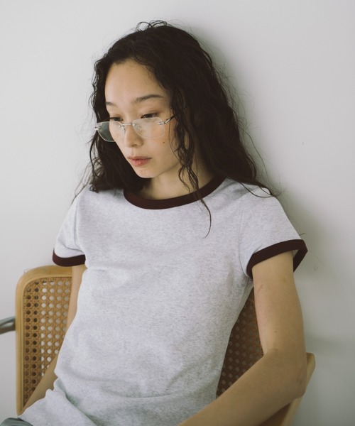 duei(デュイ)の「コンパクトリンガーTシャツ(Tシャツ/カットソー・レディース・ライトグレー/ネイビー・FREE)」の4枚目の写真