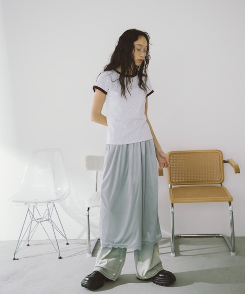 duei(デュイ)の「コンパクトリンガーTシャツ(Tシャツ/カットソー・レディース・ライトグレー/ネイビー・FREE)」の7枚目の写真