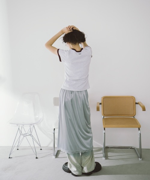 duei(デュイ)の「コンパクトリンガーTシャツ(Tシャツ/カットソー・レディース・ライトグレー/ネイビー・FREE)」の9枚目の写真