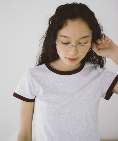 duei(デュイ)の「コンパクトリンガーTシャツ(Tシャツ/カットソー・レディース・ライトグレー/ネイビー・FREE)」の6枚目の写真