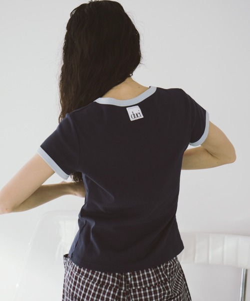 duei(デュイ)の「コンパクトリンガーTシャツ(Tシャツ/カットソー・レディース・ライトグレー/ネイビー・FREE)」の11枚目の写真