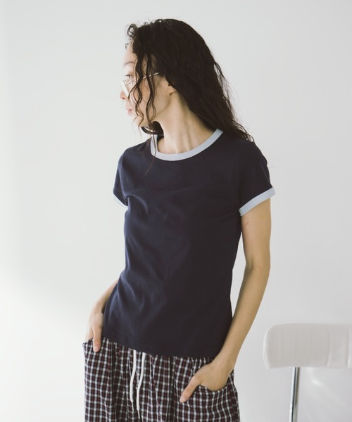 duei(デュイ)の「コンパクトリンガーTシャツ(Tシャツ/カットソー・レディース・ライトグレー/ネイビー・FREE)」の14枚目の写真