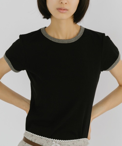 duei(デュイ)の「コンパクトリンガーTシャツ(Tシャツ/カットソー・レディース・ライトグレー/ネイビー/ブラック/ピンク・FREE)」の21枚目の写真