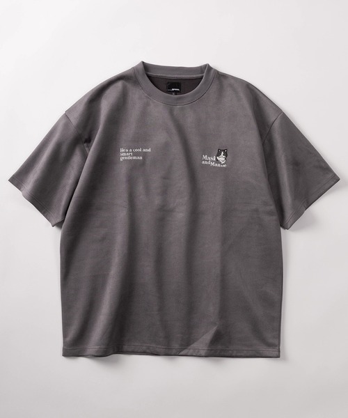 SlashDate(スラッシュデイト)の「【85】アニマル&ゴースト ワンポイントサガラ刺繍 カットスウェード 半袖 Tシャツ オーバーサイズ(Tシャツ/カットソー・メンズ・グレー/オフホワイト/チャコールグレー/アイボリー/ミント・M/L)」の6枚目の写真