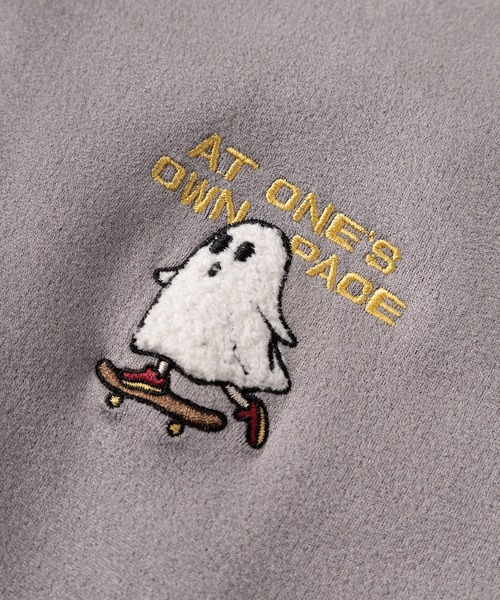 SlashDate(スラッシュデイト)の「【85】アニマル&ゴースト ワンポイントサガラ刺繍 カットスウェード 半袖 Tシャツ オーバーサイズ(Tシャツ/カットソー・メンズ・グレー/オフホワイト/チャコールグレー/アイボリー/ミント・M/L)」の14枚目の写真