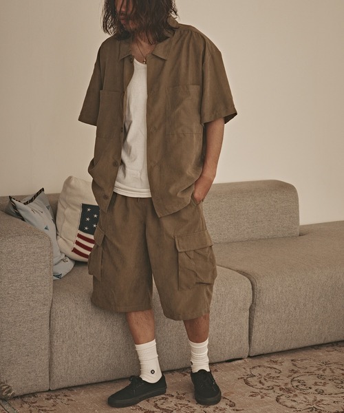 ALL RUNS(オールランズ)の「ポリスウェード ハーフカーゴパンツ メンズ 夏物 夏服(カーゴパンツ・メンズ・グレー/ブラック/カーキ・L/M)」の18枚目の写真