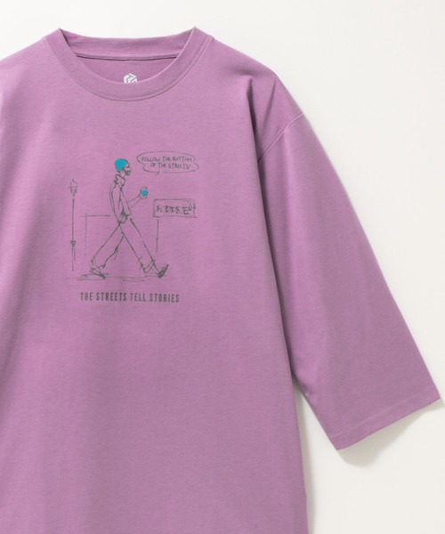 Mac-House（マックハウス）の「T-GRAPHICS ラインアート 7分袖Tシャツ（Tシャツ/カットソー・メンズ・パープル/ネイビー/ブラック/イエロー/ホワイト・S/XL/L/M）」の4枚目の写真