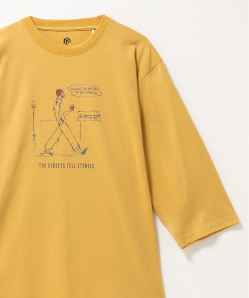 Mac-House（マックハウス）の「T-GRAPHICS ラインアート 7分袖Tシャツ（Tシャツ/カットソー・メンズ・パープル/ネイビー/ブラック/イエロー/ホワイト・S/XL/L/M）」の5枚目の写真