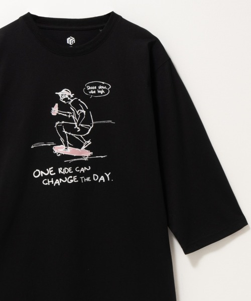 Mac-House（マックハウス）の「T-GRAPHICS ラインアート 7分袖Tシャツ（Tシャツ/カットソー・メンズ・パープル/ネイビー/ブラック/イエロー/ホワイト・S/XL/L/M）」の2枚目の写真