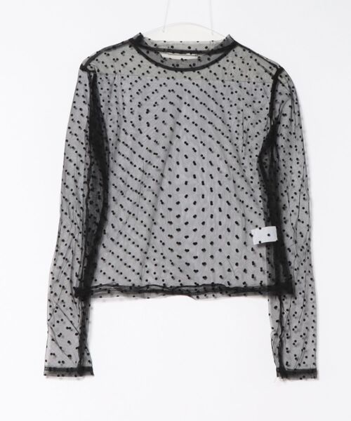Nia(ニア)の「Nia(ニア)/ドット柄シースルートップス(Tシャツ/カットソー・レディース・ブラック/アイボリー・SMALL/MEDIUM)」の7枚目の写真