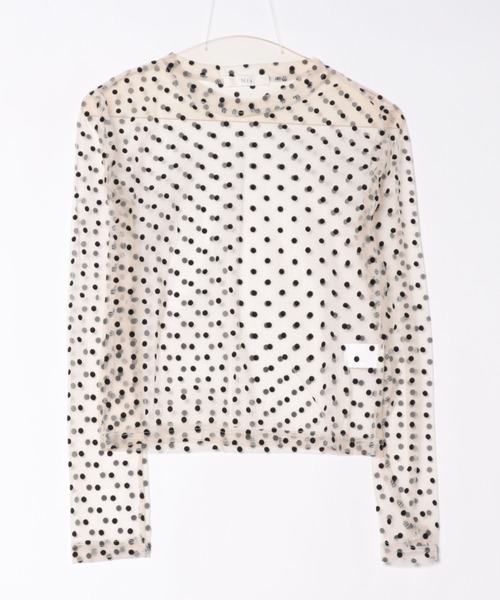 Nia(ニア)の「Nia(ニア)/ドット柄シースルートップス(Tシャツ/カットソー・レディース・ブラック/アイボリー・SMALL/MEDIUM)」の3枚目の写真