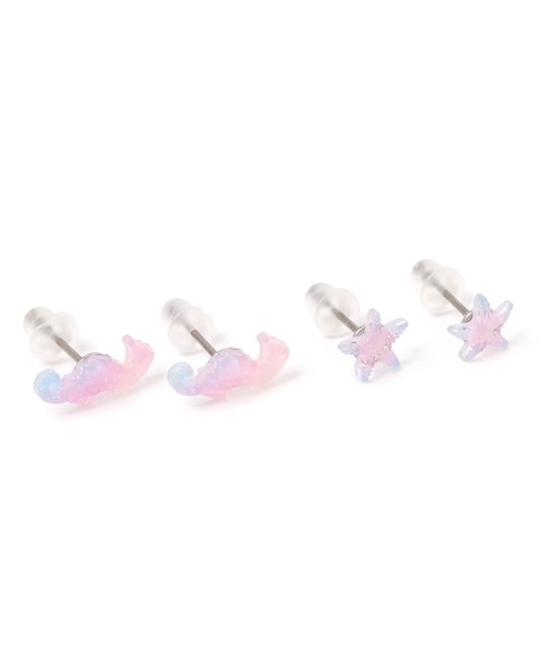 niko and...(ニコアンド)の「海モチーフSETピアス(ピアス(両耳用)・レディース・ピンク/グリーン/パープル/イエロー・0)」の2枚目の写真
