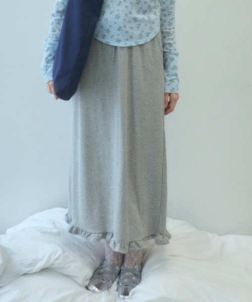 Birthday room(バースデイルーム)の「フリルスウェットロングスカート/frilled sweat long skirt(スカート・レディース・ホワイト/グレー・FREE)」の8枚目の写真