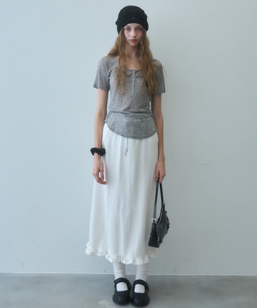 Birthday room(バースデイルーム)の「フリルスウェットロングスカート/frilled sweat long skirt(スカート・レディース・ホワイト/グレー・FREE)」の6枚目の写真