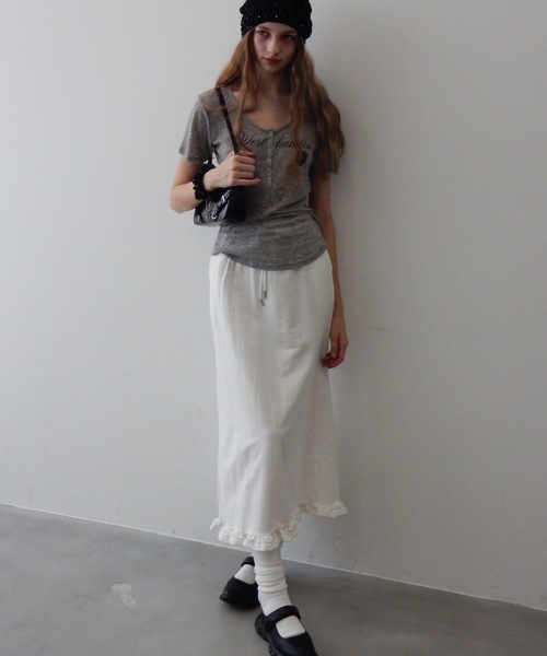 Birthday room(バースデイルーム)の「フリルスウェットロングスカート/frilled sweat long skirt(スカート・レディース・ホワイト/グレー・FREE)」の16枚目の写真