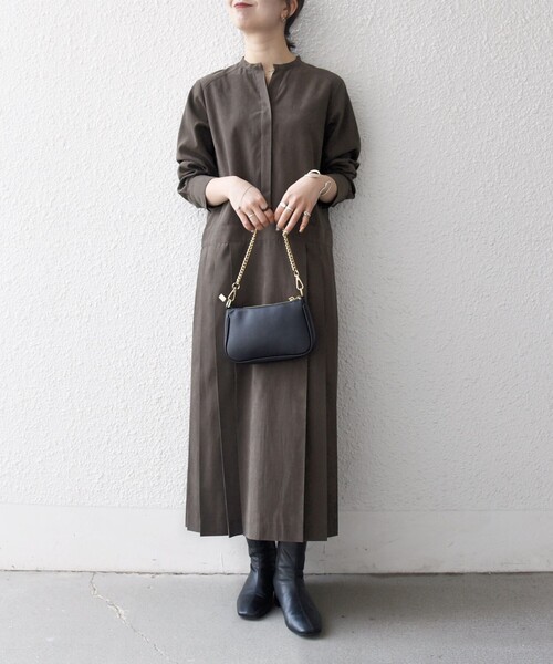 セール】SHIPS any:〈洗濯機可能〉ピーチスキン サイド プリーツ