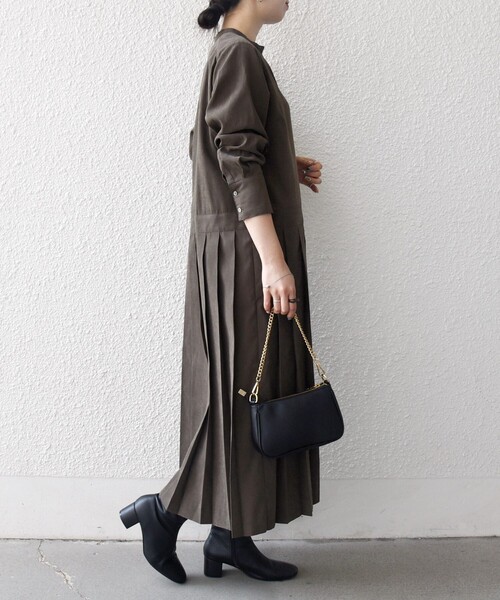 セール】SHIPS any:〈洗濯機可能〉ピーチスキン サイド プリーツ